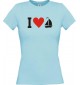 Lady T-Shirt I Love Segelboot, Kapitän, kult, hellblau, L