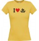 Lady T-Shirt I Love Wikingerschiff, Kapitän, kult, gelb, L