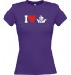 Lady T-Shirt I Love Wikingerschiff, Kapitän, kult, lila, L