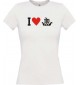 Lady T-Shirt I Love Wikingerschiff, Kapitän, kult, weiss, L