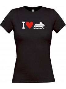 Lady T-Shirt I Love Jestski, Kapitän, kult, schwarz, L