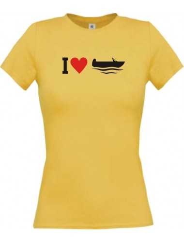 Lady T-Shirt I Love Angelkahn, Kapitän, kult, gelb, L