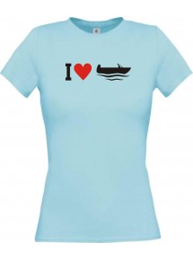 Lady T-Shirt I Love Angelkahn, Kapitän, kult, hellblau, L