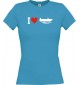 Lady T-Shirt I Love Angelkahn, Kapitän, kult, türkis, L