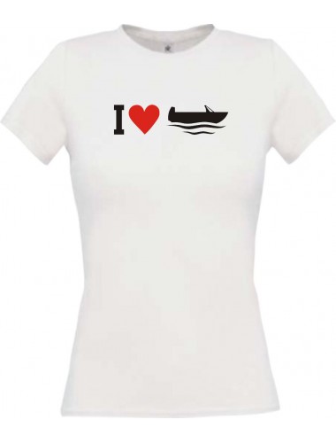 Lady T-Shirt I Love Angelkahn, Kapitän, kult, weiss, L