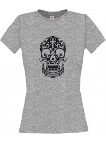 Lady T-Shirt Skull Ornament Tribal Schädel Tattoo