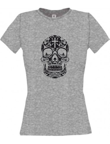 Lady T-Shirt Skull Ornament Tribal Schädel Tattoo