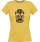 Lady T-Shirt Skull Ornament Tribal Schädel Tattoo gelb, L