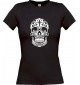 Lady T-Shirt Skull Ornament Tribal Schädel Tattoo schwarz, L