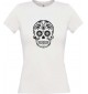 Lady T-Shirt Skull Ornament Tribal Schädel weiss, L