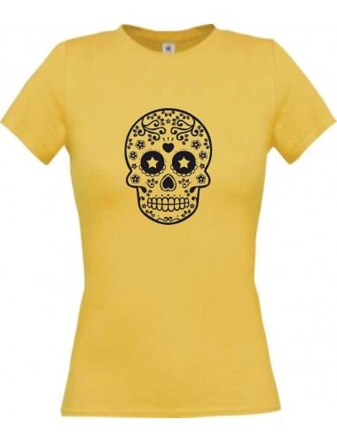 Lady T-Shirt Skull Ornament Tribal