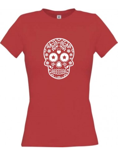 Lady T-Shirt Skull Ornament Tribal rot, L