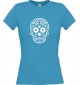 Lady T-Shirt Skull Ornament Tribal türkis, L