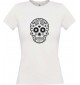 Lady T-Shirt Skull Ornament Tribal weiss, L