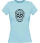 Lady T-Shirt Skull Ornament hellblau, L