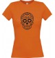 Lady T-Shirt Skull Ornament orange, L