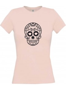 Lady T-Shirt Skull Ornament rosa, L