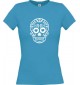 Lady T-Shirt Skull Ornament türkis, L