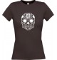 Lady T-Shirt Skull Tattoostyle braun, L