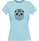Lady T-Shirt Skull Tattoostyle hellblau, L