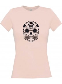 Lady T-Shirt Skull Tattoostyle rosa, L