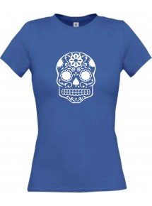 Lady T-Shirt Skull Tattoostyle royal, L
