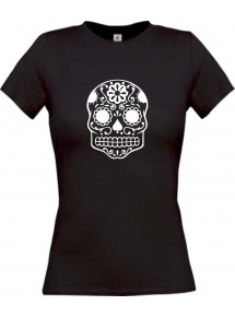 Lady T-Shirt Skull Tattoostyle schwarz, L