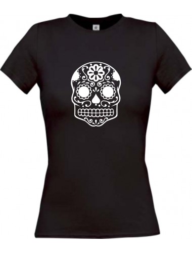 Lady T-Shirt Skull Tattoostyle schwarz, L
