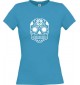 Lady T-Shirt Skull Tattoostyle türkis, L