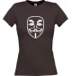 Lady T-Shirt Anonymous Style Ornament Maske braun, L