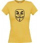 Lady T-Shirt Anonymous Style Ornament Maske gelb, L