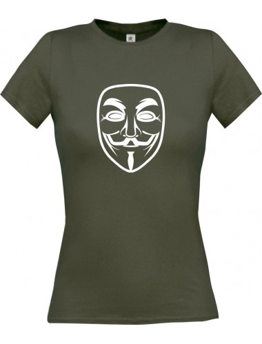 Lady T-Shirt Anonymous Style Ornament Maske grau, L