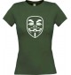 Lady T-Shirt Anonymous Style Ornament Maske gruen, L