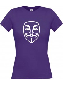 Lady T-Shirt Anonymous Style Ornament Maske lila, L