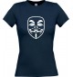 Lady T-Shirt Anonymous Style Ornament Maske navy, L