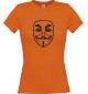 Lady T-Shirt Anonymous Style Ornament Maske orange, L