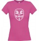 Lady T-Shirt Anonymous Style Ornament Maske pink, L