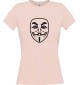 Lady T-Shirt Anonymous Style Ornament Maske rosa, L