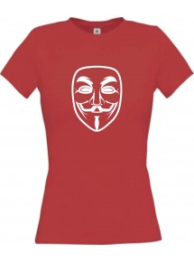 Lady T-Shirt Anonymous Style Ornament Maske rot, L