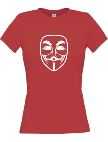 Lady T-Shirt Anonymous Style Ornament Maske rot, L