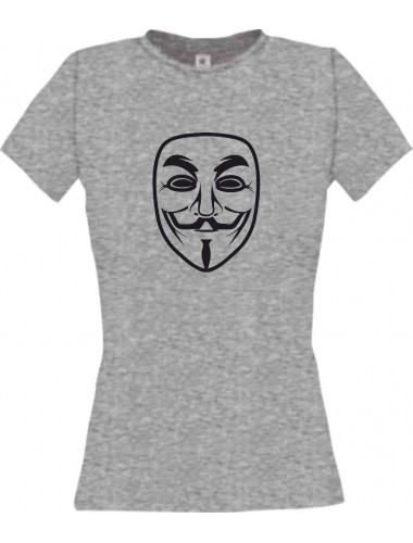 Lady T-Shirt Anonymous Style Ornament Maske sportsgrey, L