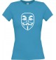 Lady T-Shirt Anonymous Style Ornament Maske türkis, L