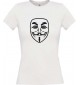 Lady T-Shirt Anonymous Style Ornament Maske weiss, L