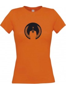 Lady T-Shirt Style Tattoo Ornament orange, L