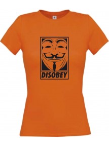 Lady T-Shirt Tattoo Ornament Maske orange, L