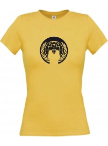 Lady T-Shirt Tattoo Style Anonymous gelb, L