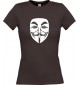 Lady T-Shirt Tattoo Anonymous Maske braun, L