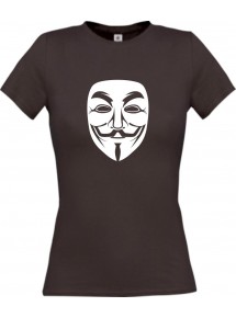 Lady T-Shirt Tattoo Anonymous Maske braun, L