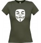 Lady T-Shirt Tattoo Anonymous Maske grau, L