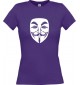 Lady T-Shirt Tattoo Anonymous Maske lila, L
